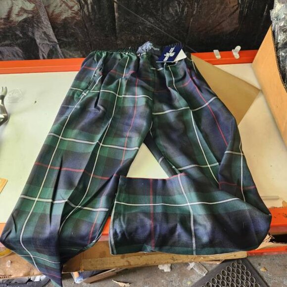 Briohar Scottish Tartan Pajama with pocket with red white stripe Blue. - Picture 1 of 3